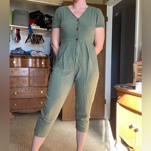 Old Navy Army Green jumpsuit. Zipper and button up